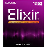 Elixir 16182 Phosphor Bronze NANOWEB Acoustic Guitar Strings - HD Light (13-53)