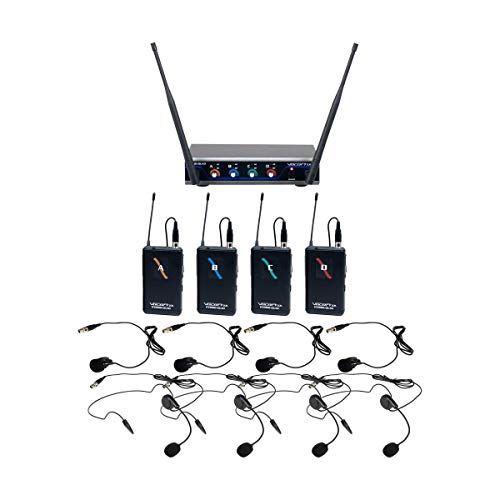 VocoPro Digital-QUAD-B2 4-Channel UHF Digital Wireless Headset and Lapel Microphone System Frequency B2