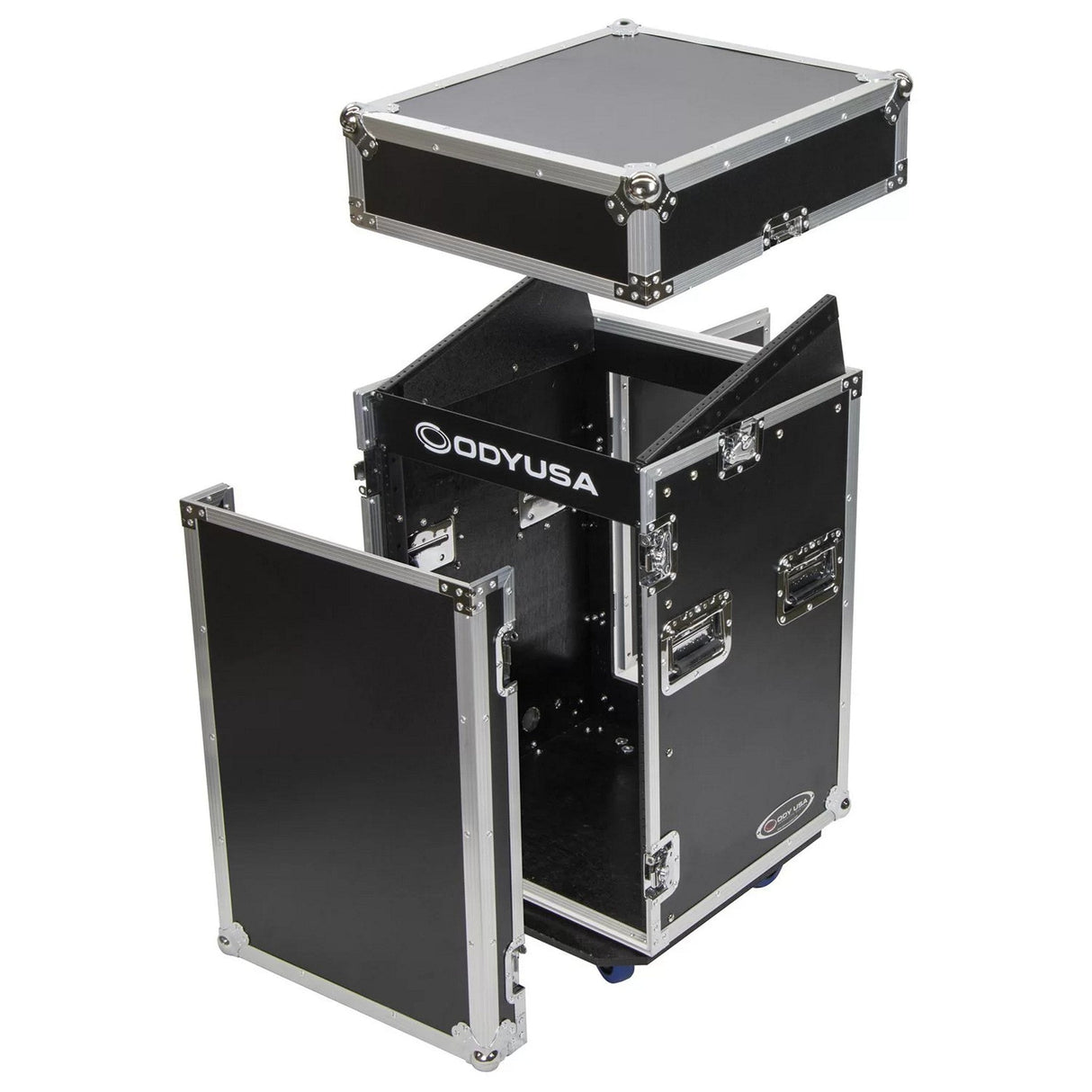 Odyssey 10U Top Slanted 14U Vertical Pro Combo Rack with Wheels