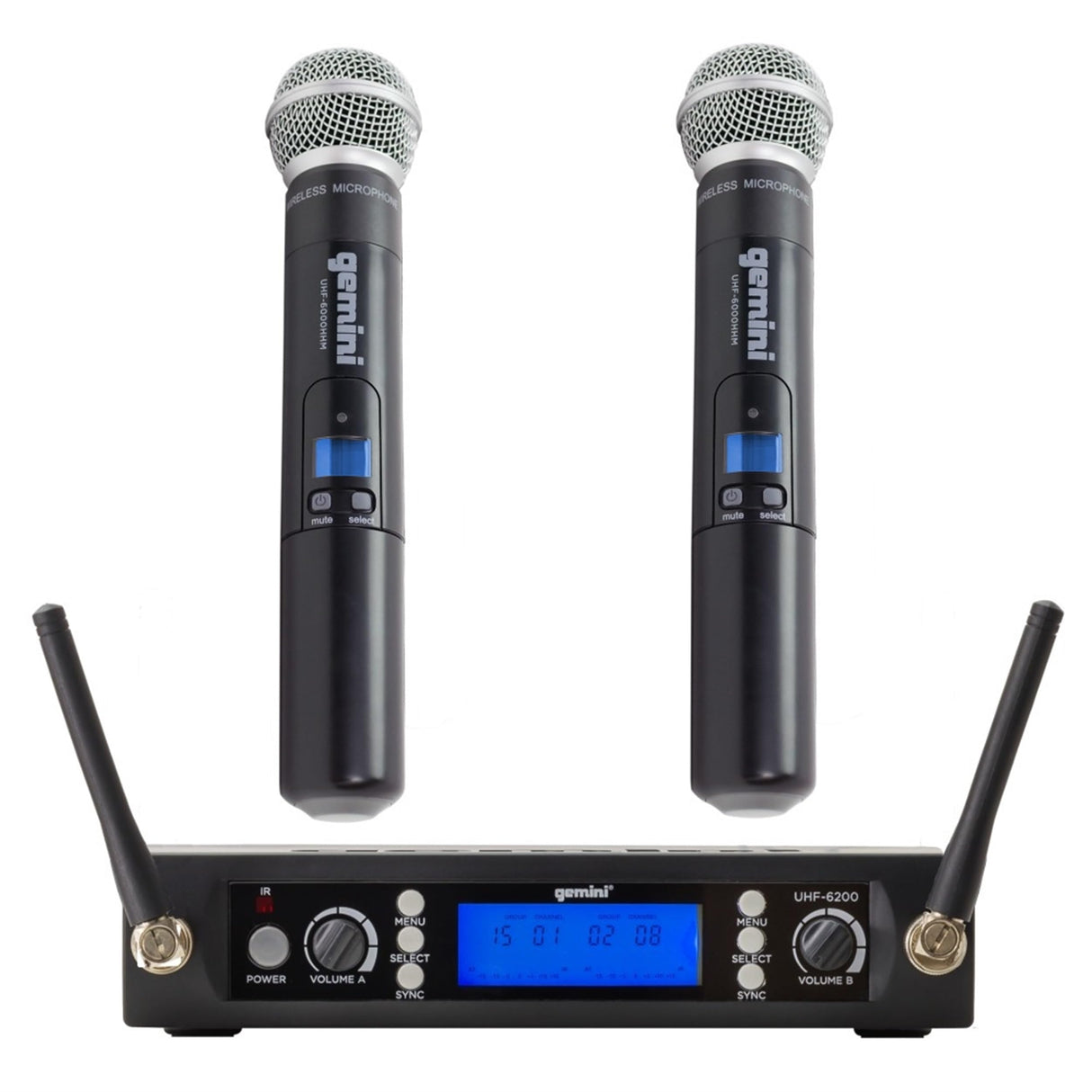 Gemini UHF-6200M Handheld Wireless Microphone System, R2 Band