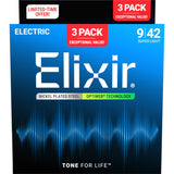 Elixir 16550X Nickel-Plated Steel OPTIWEB Electric Guitar Strings 3-Pack - Super Light (9-42)