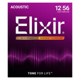 Elixir 11077 80/20 Bronze NANOWEB Acoustic Guitar Strings - Light/Medium (12-56)