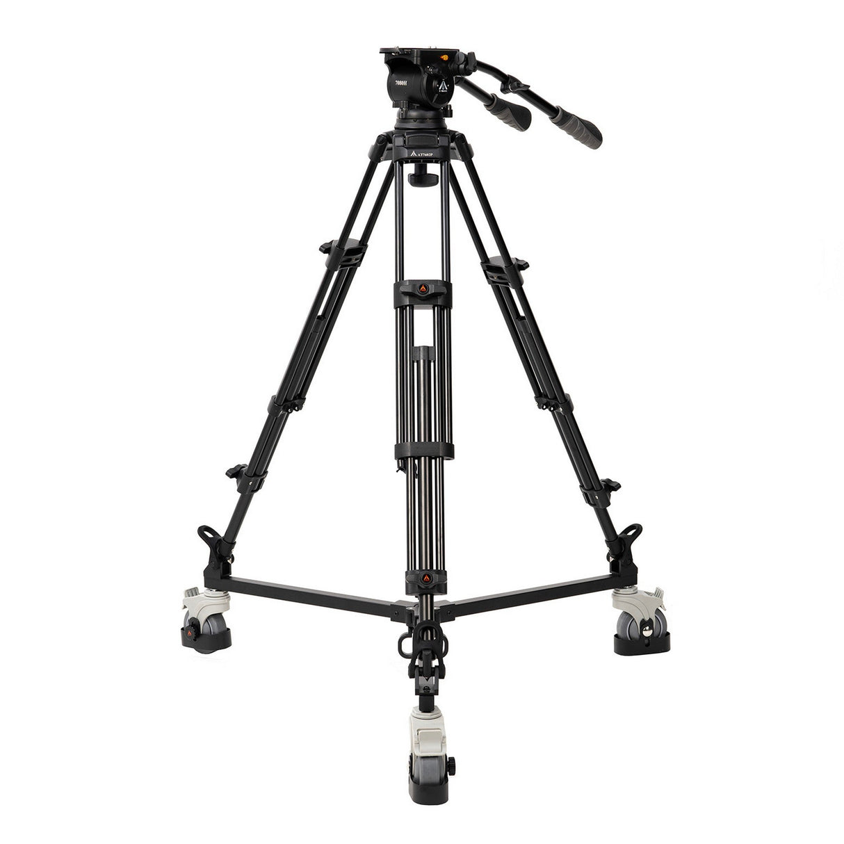 E-Image EI-7080-AAD 2-Stage Aluminum 100mm Fluid Head Tripod Kit with Dolly