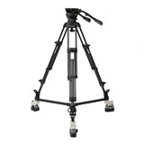 E-Image EI-7080-AAD 2-Stage Aluminum 100mm Fluid Head Tripod Kit with Dolly
