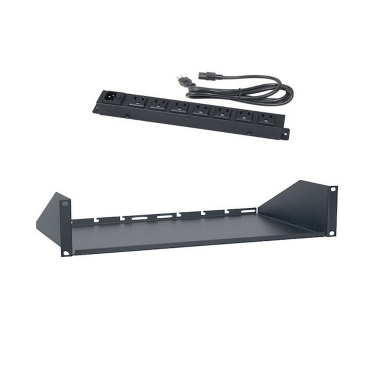 Lowell USAC210 US Utility Shelf + AC Power Strip, 2U