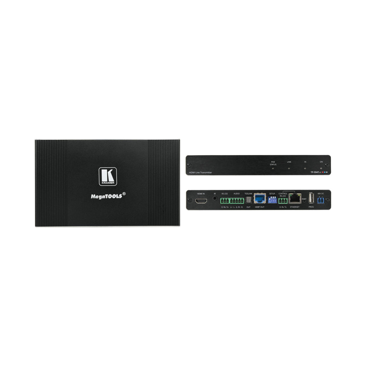 Kramer TP-594TXR 4K HDR HDMI Transmitter with Ethernet RS-232 IR ARC and Stereo Audio Routing Over PoE Extended-Reach