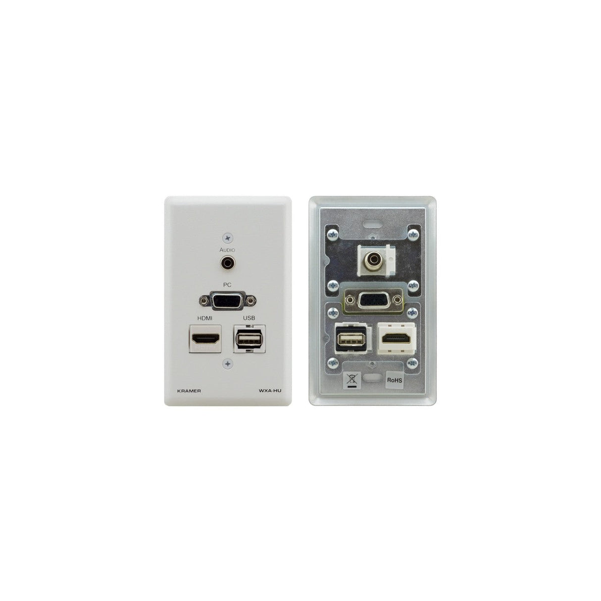 Kramer WXA-HU/US W 1 Gang 15-Pin HD 3.5mm HMDI and USB Passive Pass Through Wall Plate White