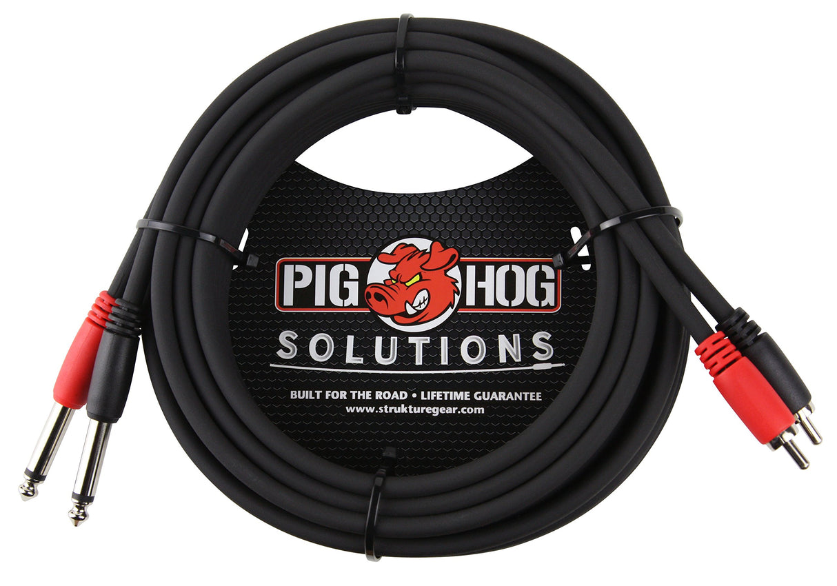 Pig Hog PD-R1415 15-Foot RCA-1/4-Inch Dual Cable