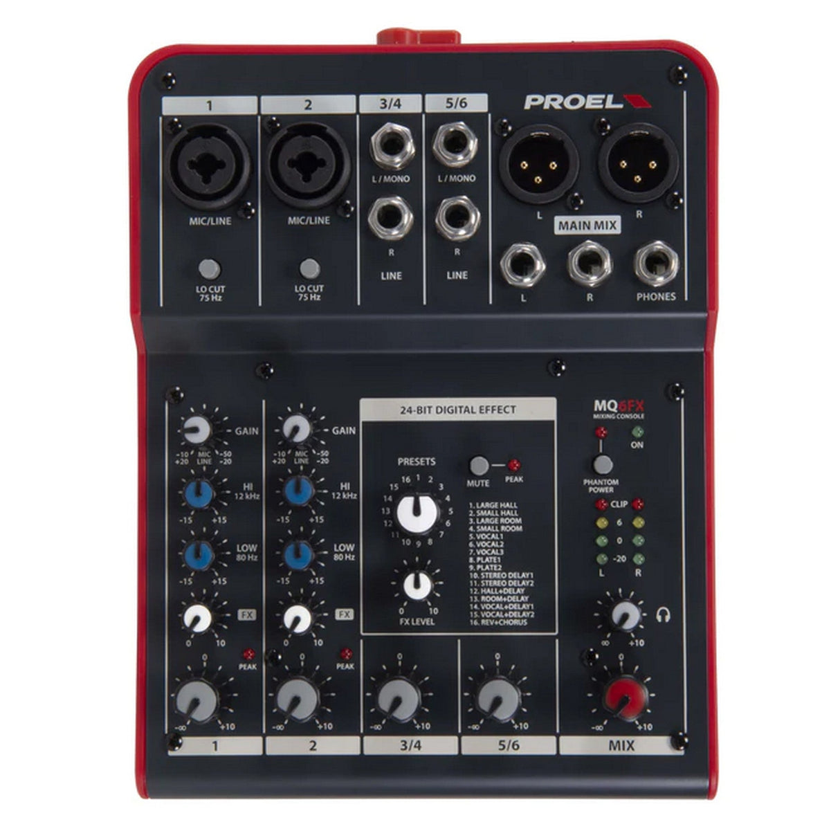 PROEL MQ6FX Compact 6-Channel Mixer with FX