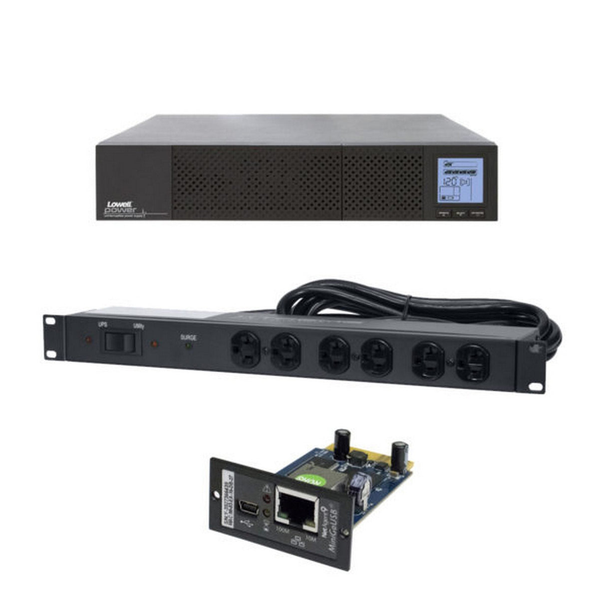 Lowell UPS8-2000-IPCD UPS, SNMP and Bypass Bundle (UPS8-2000 with UPS-SNMP with UPS-XBDM-20RCD)