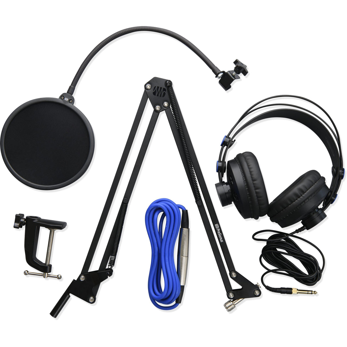 PreSonus Broadcast Accessory Pack with Microphone Boom Arm Pop Filter Headphone and XLR Cable
