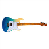 JET Guitars JS-450 HSS Basswood Flamed Maple Top Transparent Blue Electric Guitar - guitar