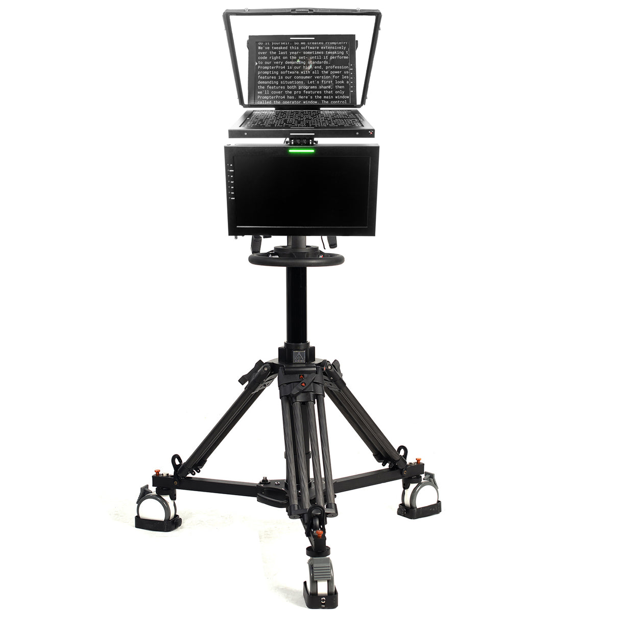 Ikan PT419W-TM-PEDESTAL 19-Inch Widescreen Teleprompter with Talent Monitor, Pedestal, and Dolly Turnkey