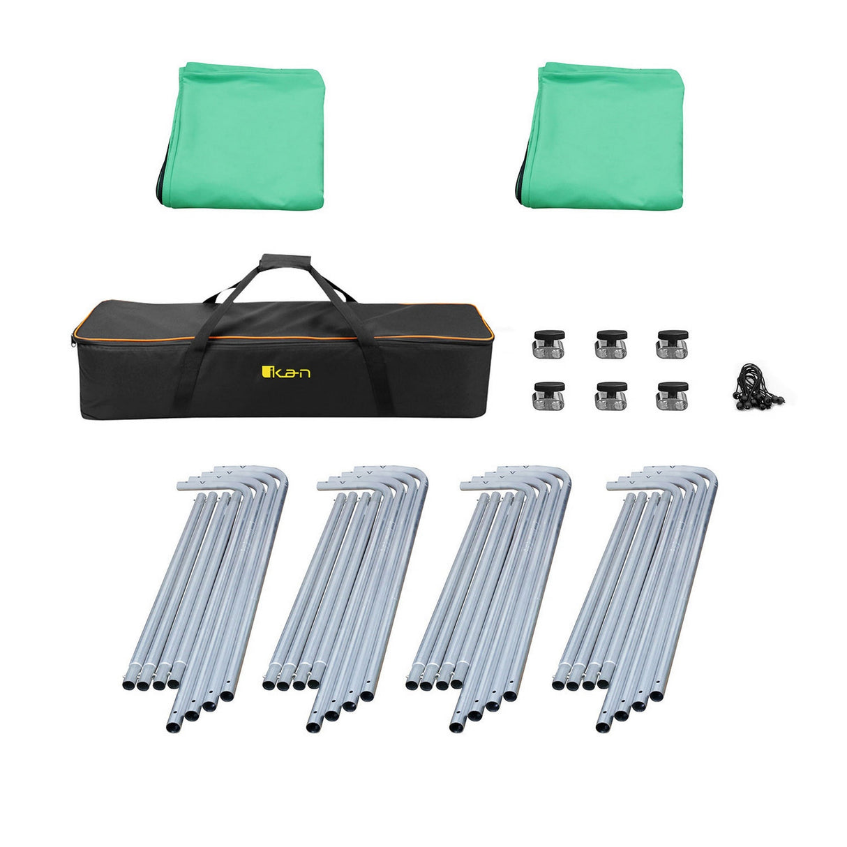 Ikan BD-13F-GRN-F Portable Panoramic Chroma Key Backdrop with Ground Cloth Green
