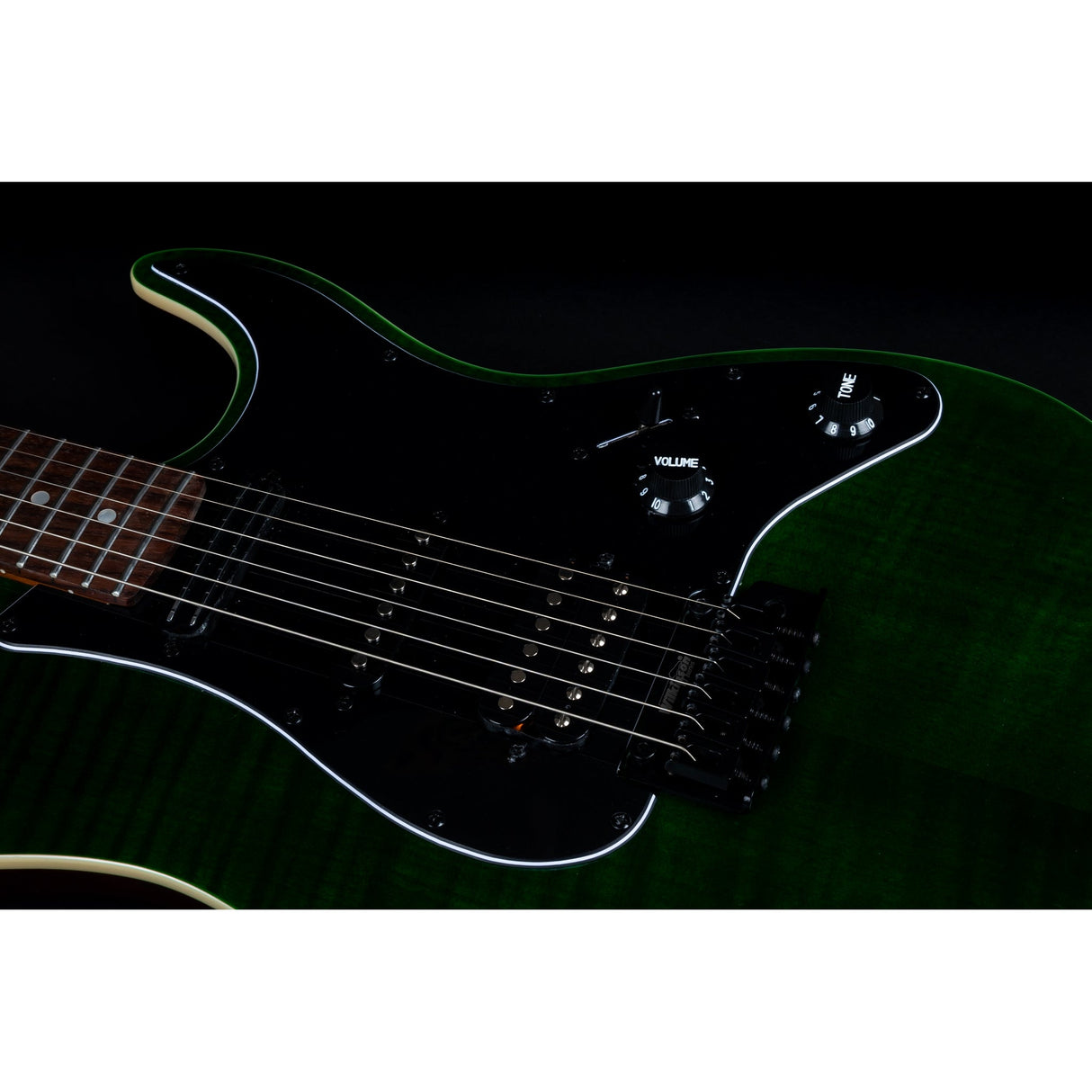 Jet Guitars JS-450 Canadian Roasted Maple Basswood Electric Guitar with HSS Ceramic Pickup, Transparent Green