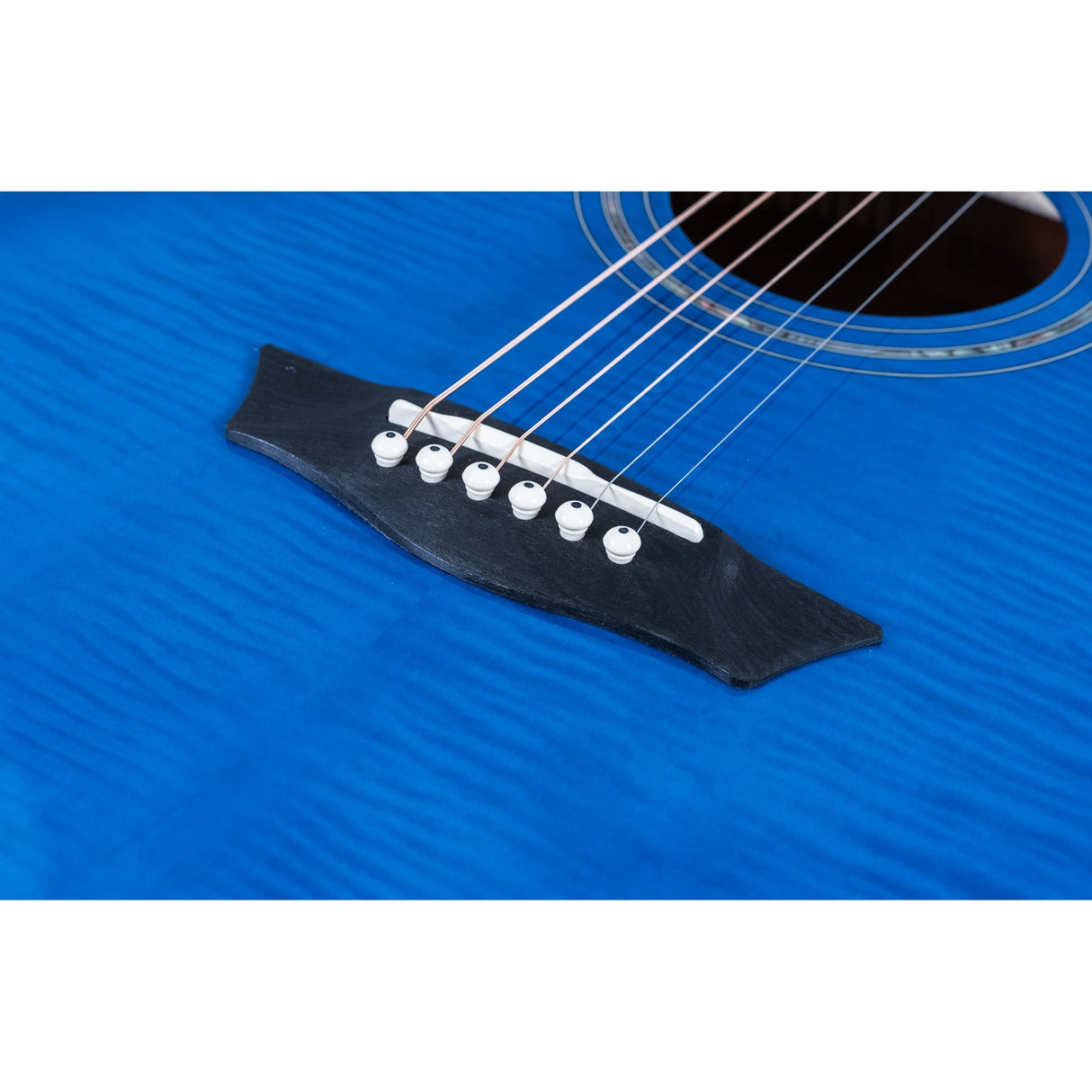 Washburn EA15 Festival Series Mini Jumbo Cutaway Acoustic Electric Guitar, Flame Transparent Blue Finish