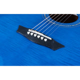 Washburn EA15 Festival Series Mini Jumbo Cutaway Acoustic Electric Guitar, Flame Transparent Blue Finish