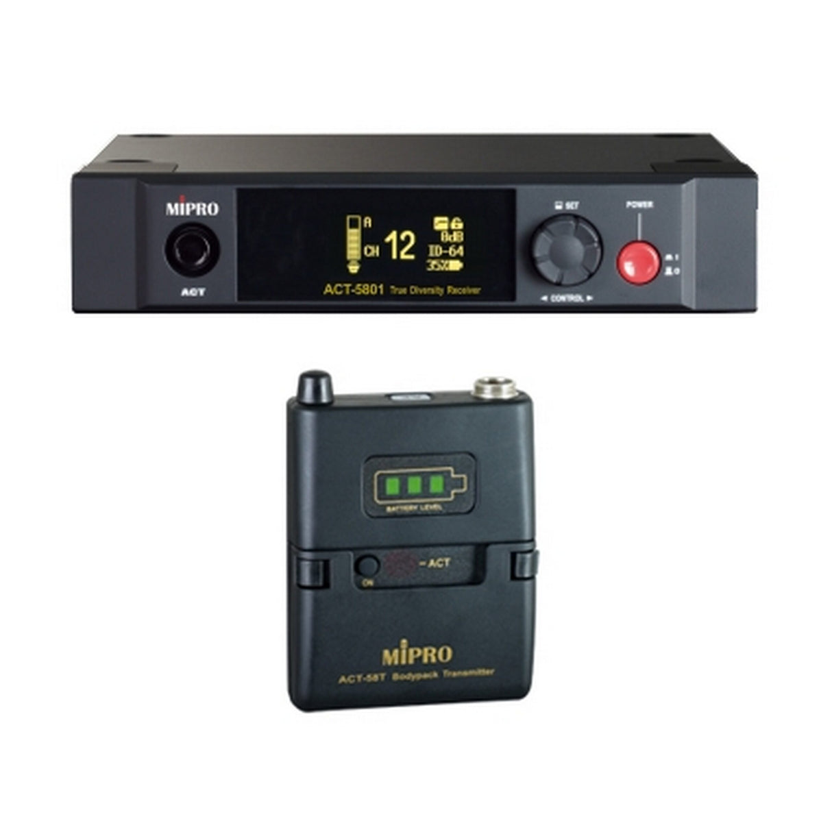 MIPRO ACT-5801/ACT-58T ISM 5 GHz 1/2U Single Channel Digital Receiver with Bodypack Transmitter