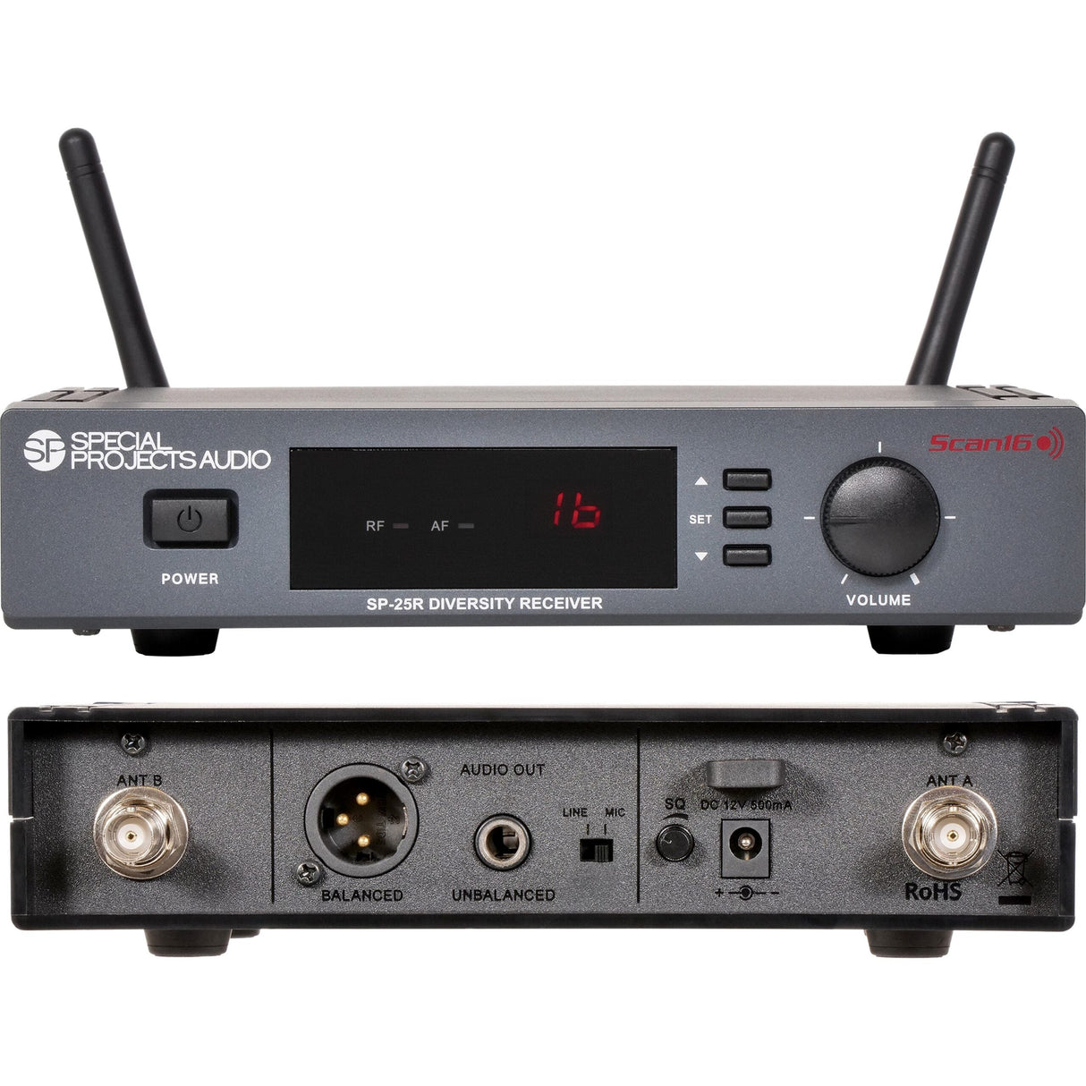 Galaxy Audio SP-25RD1 Scan16 Wireless Microphone Receiver, 540-570 MHz