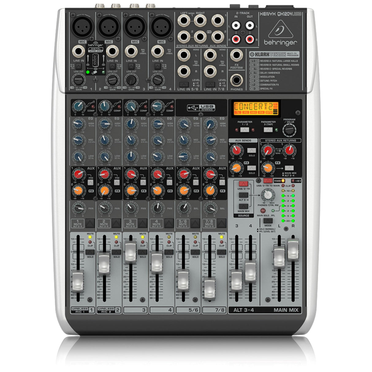 Behringer XENYX QX1204USB Premium 12-Input 2/2-Bus Mixer with XENYX Mic...
