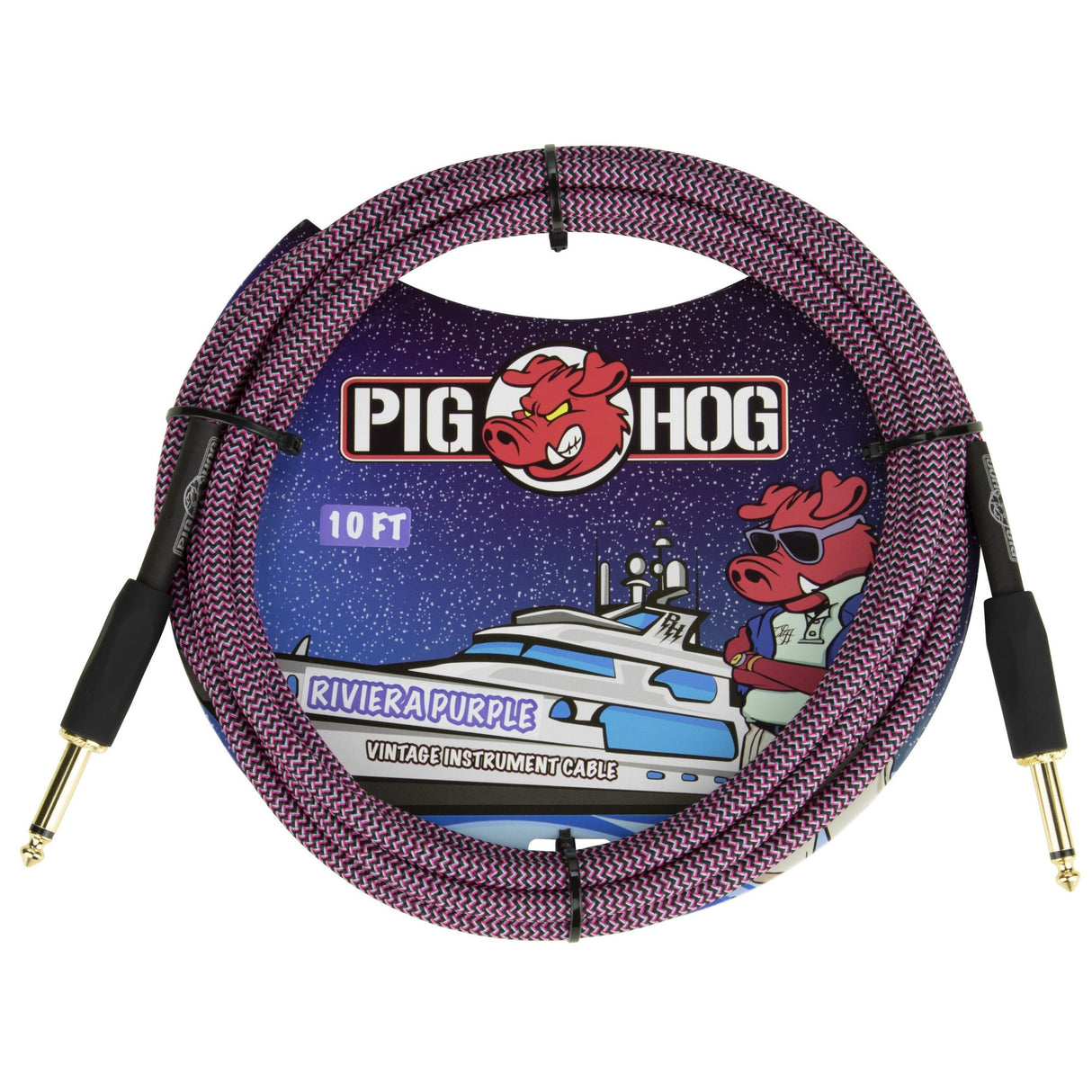 Pig Hog PCH10RPP Riviera Purple Instrument Cable, 10-Foot