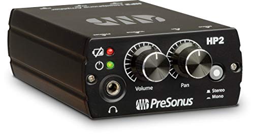 PreSonus HP2 Pan Control Knob 1/8 Inch Phone Output Battery Powered Stereo Mono Personal Belt Clip On Headphone Amplifier