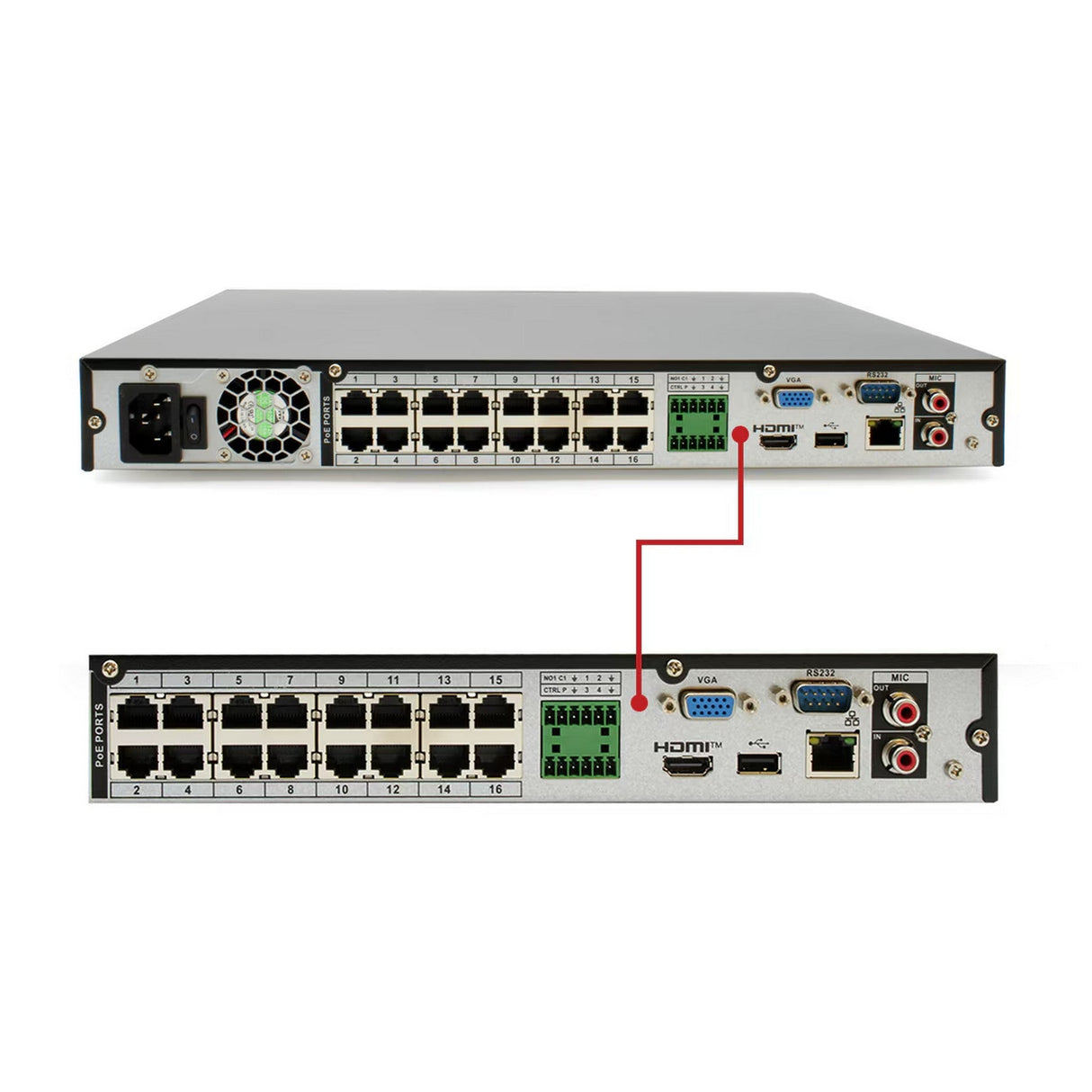 IC Realtime NVR-MX16POE-1U16MP-4TB System 16-Channel Network Video Recorder with PoE Support