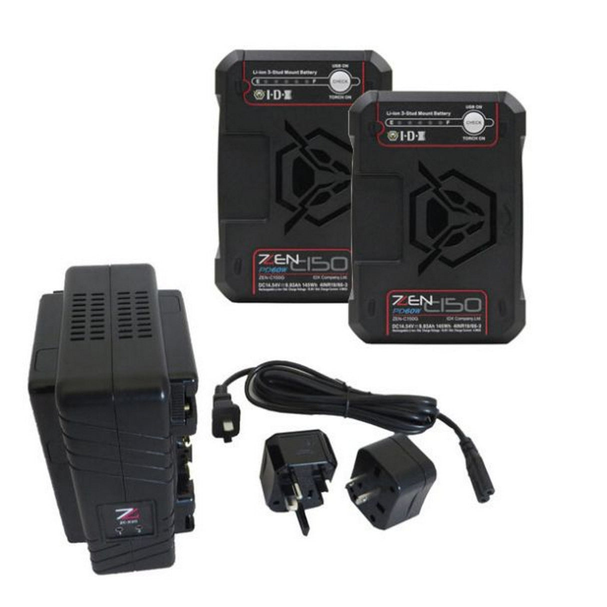 IDX ZC-2C150G Dual-Channel Li-Ion Battery Charger and Two ZEN-C150G Battery Kit