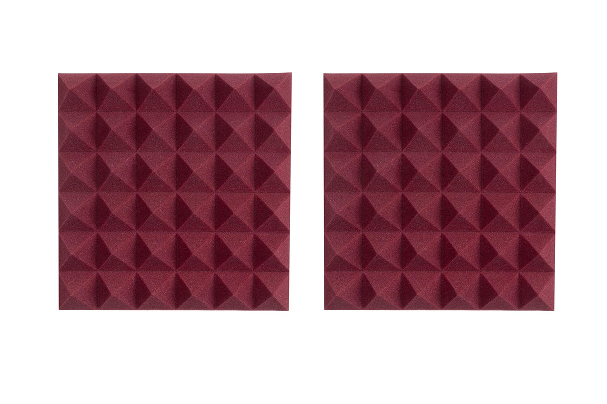 Gator GFW-ACPNL1212PBDY-2PK 2 Pack of Burgundy Acoustic Pyramid Panel, 12 x 12 Inches