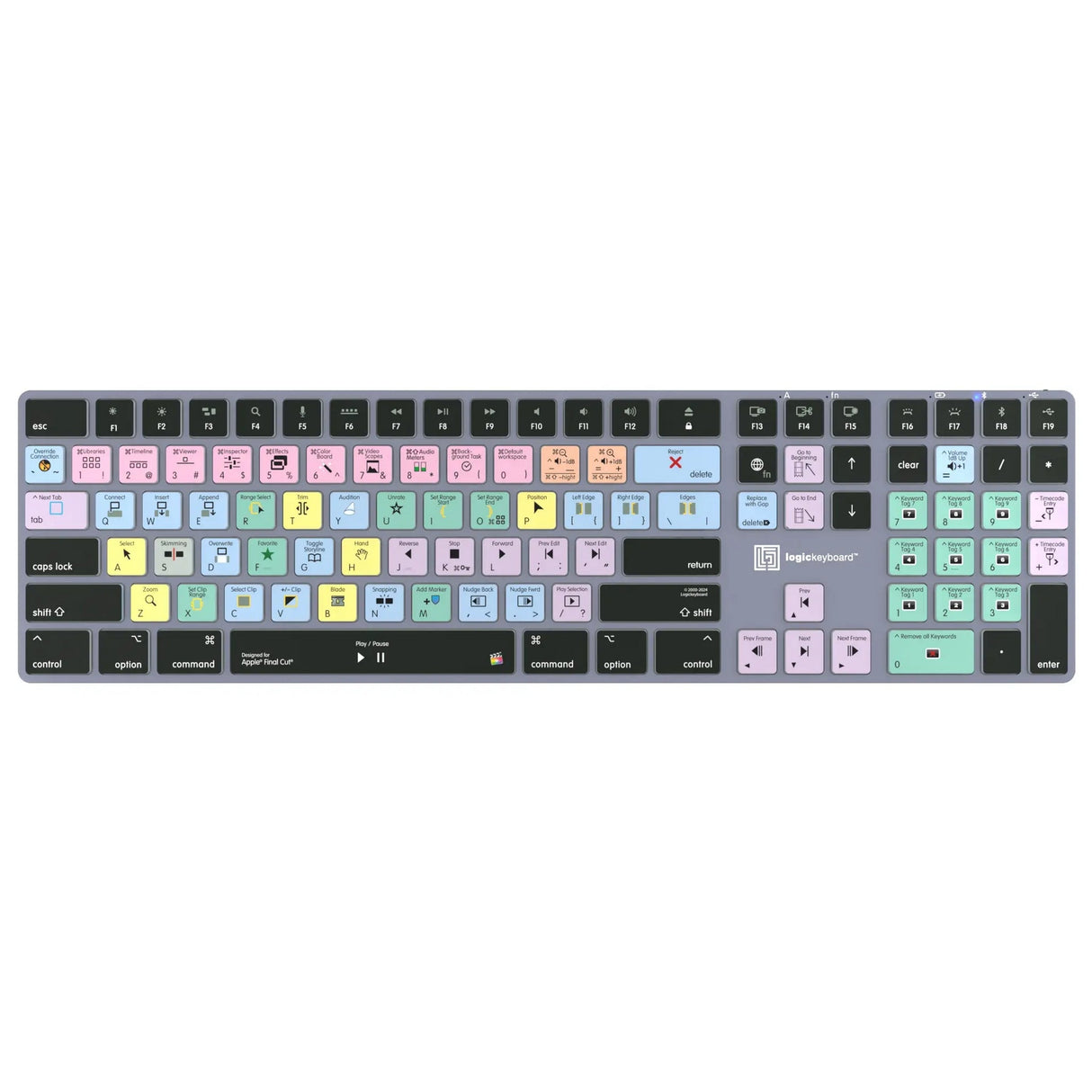 Logickeyboard Titan Wireless Backlit Shortcut Mac Keyboard for Final Cut Pro X