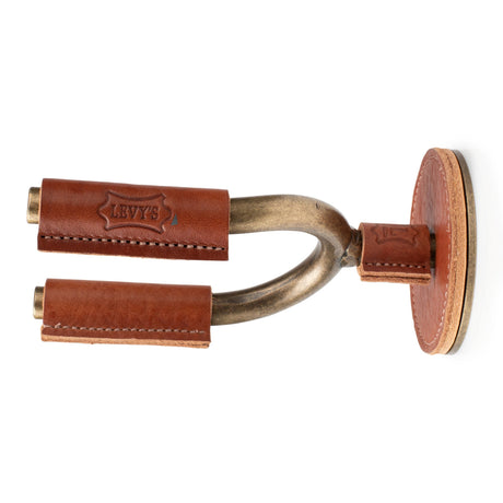 Levy’s Brass Forged Guitar Hanger with Tan Leather - accessories