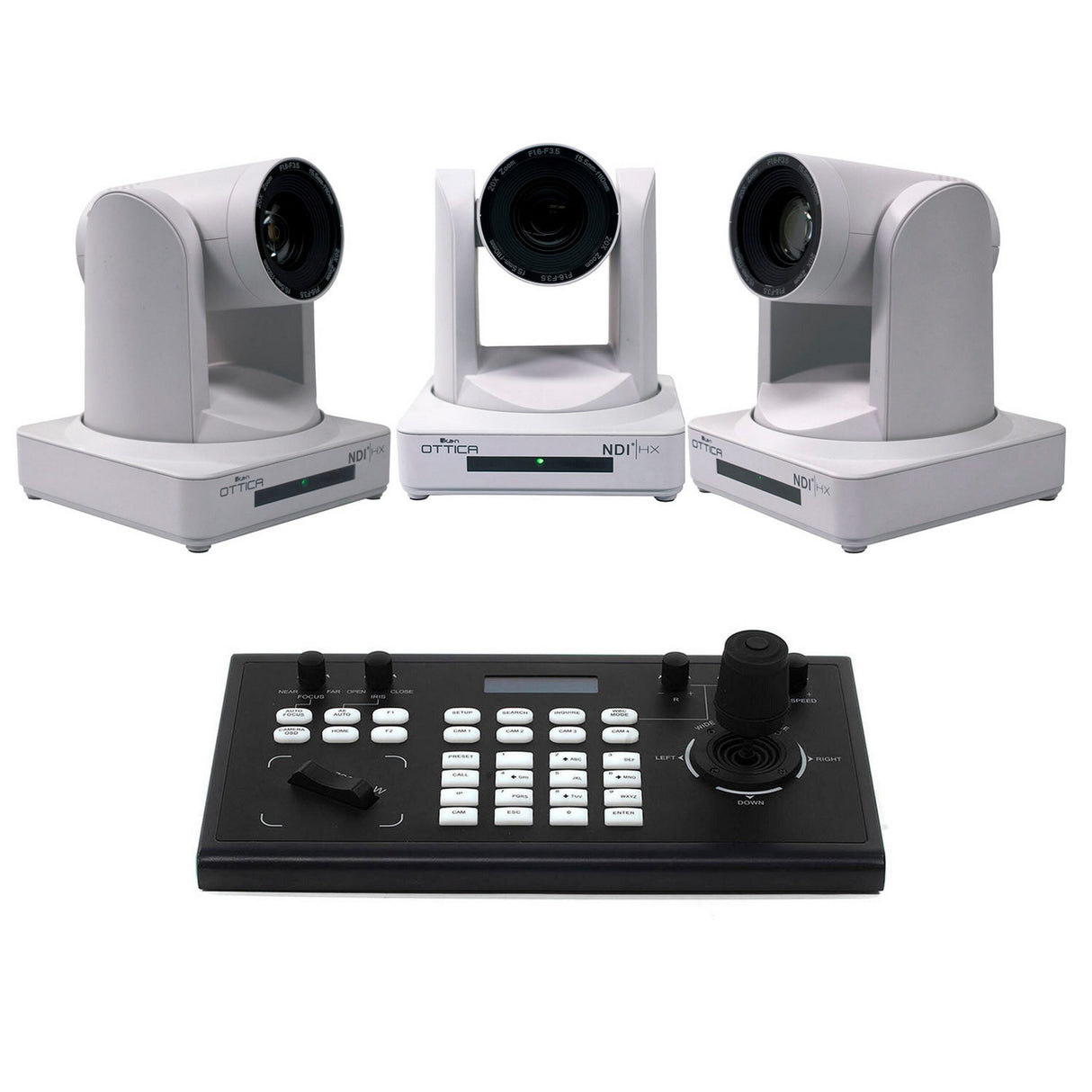 Ikan OTTICA-WH-3PTZ-1C OTTICA Bundle with 3 NDI HX PTZ Cameras/1 IP Controller, White