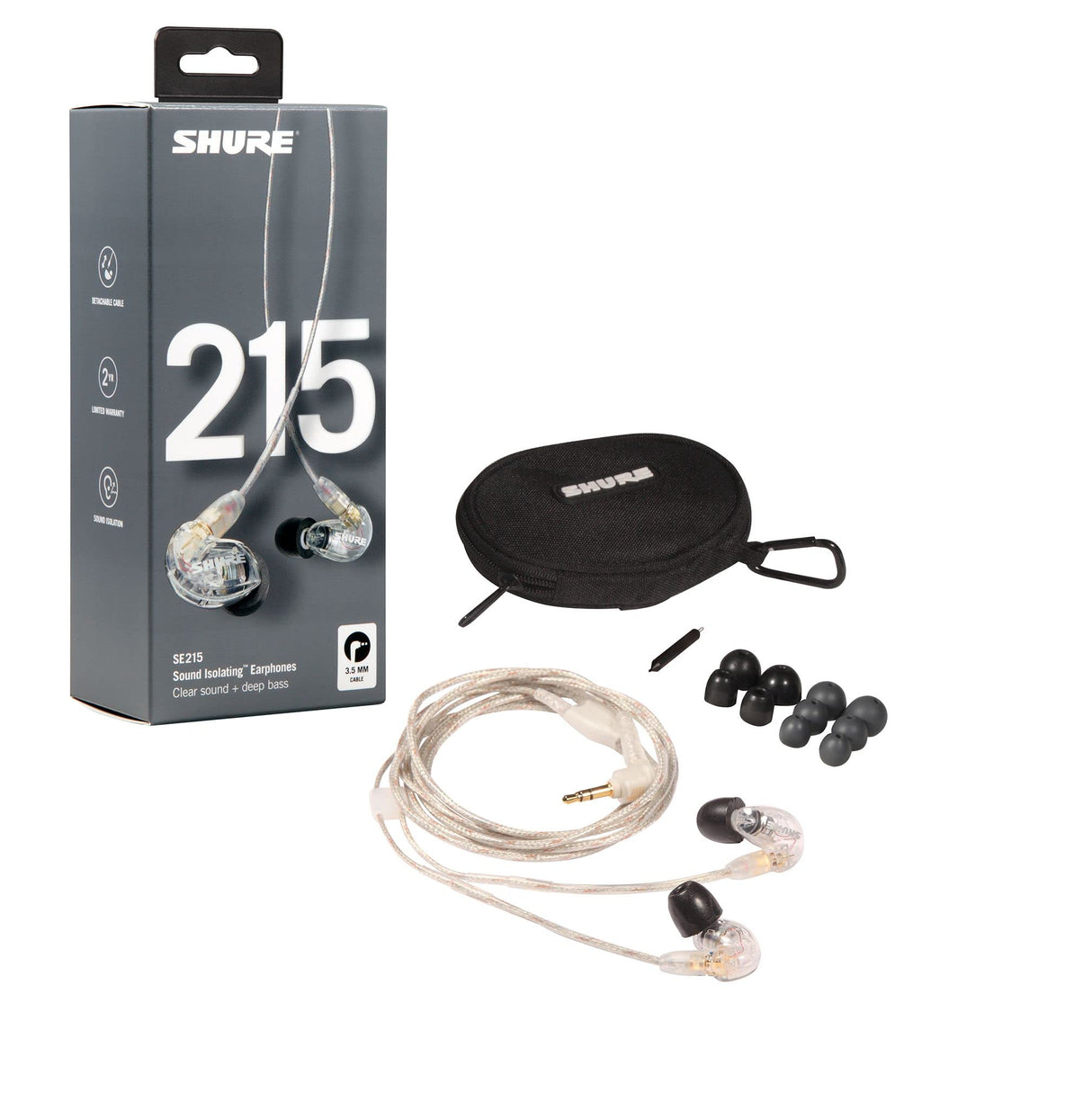 Shure SE215 Pro In-Ear Sound Isolating Earphones, Clear (Used)