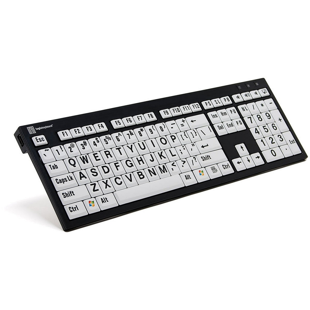 Logickeyboard LargePrint Nero Black on White PC Keyboard XL Printed Slim Line Keyboard Black on White