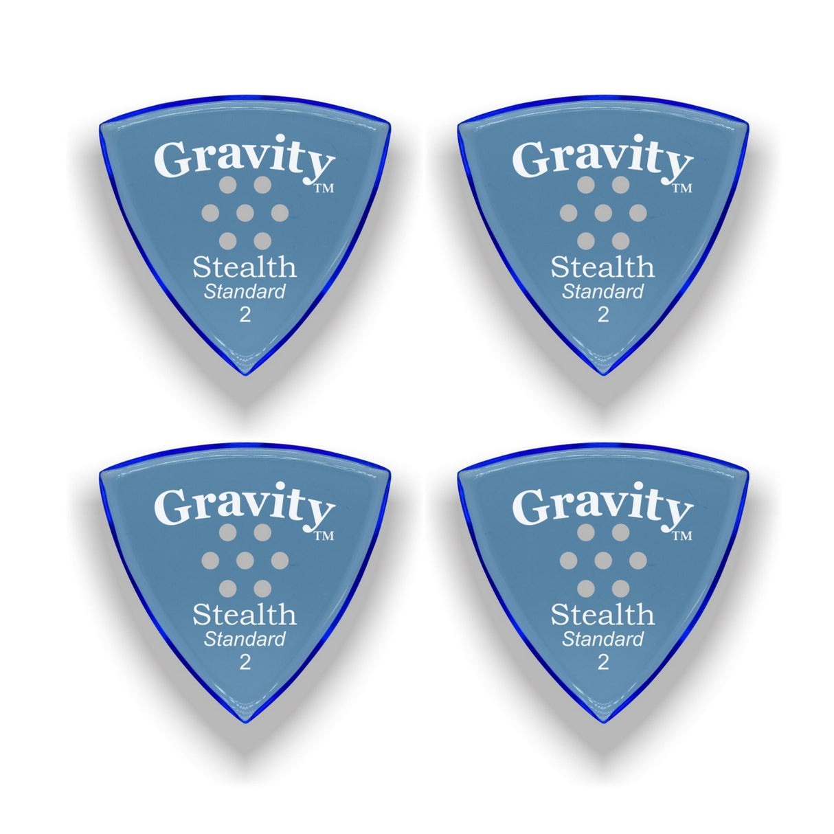 Gravity Picks GSSS2PM-4pk Stealth Series Picks, Polished, Standard Size, 2.0mm, Blue, 4-Pack