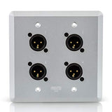 SoundTools WallCAT 2 Gang Wall Panel with 4 Male XLR to RJ45, Silver