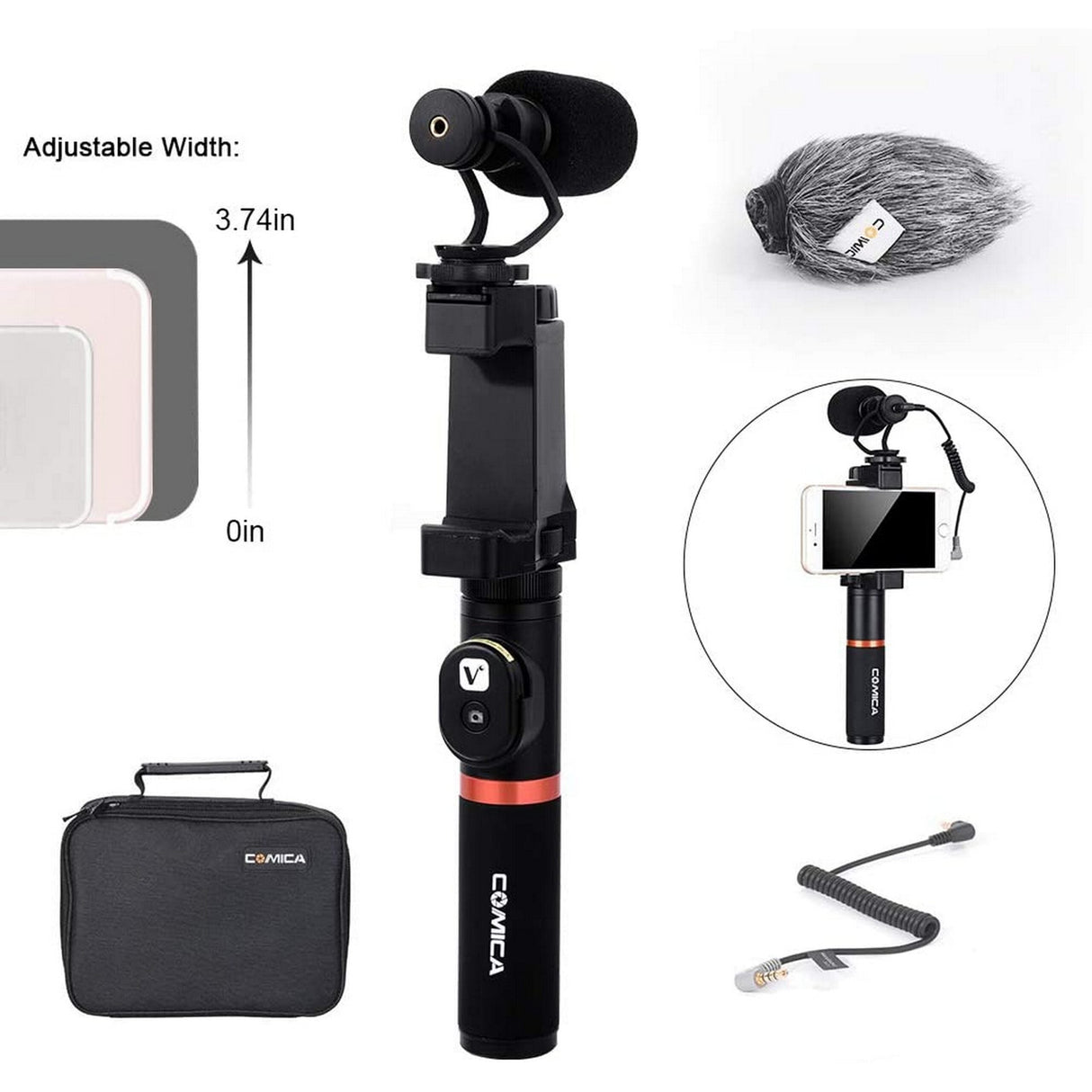 Comica CVM-VM10-K3 Full Metal Mini Compact On-Camera Directional Shotgun Microphone Kit