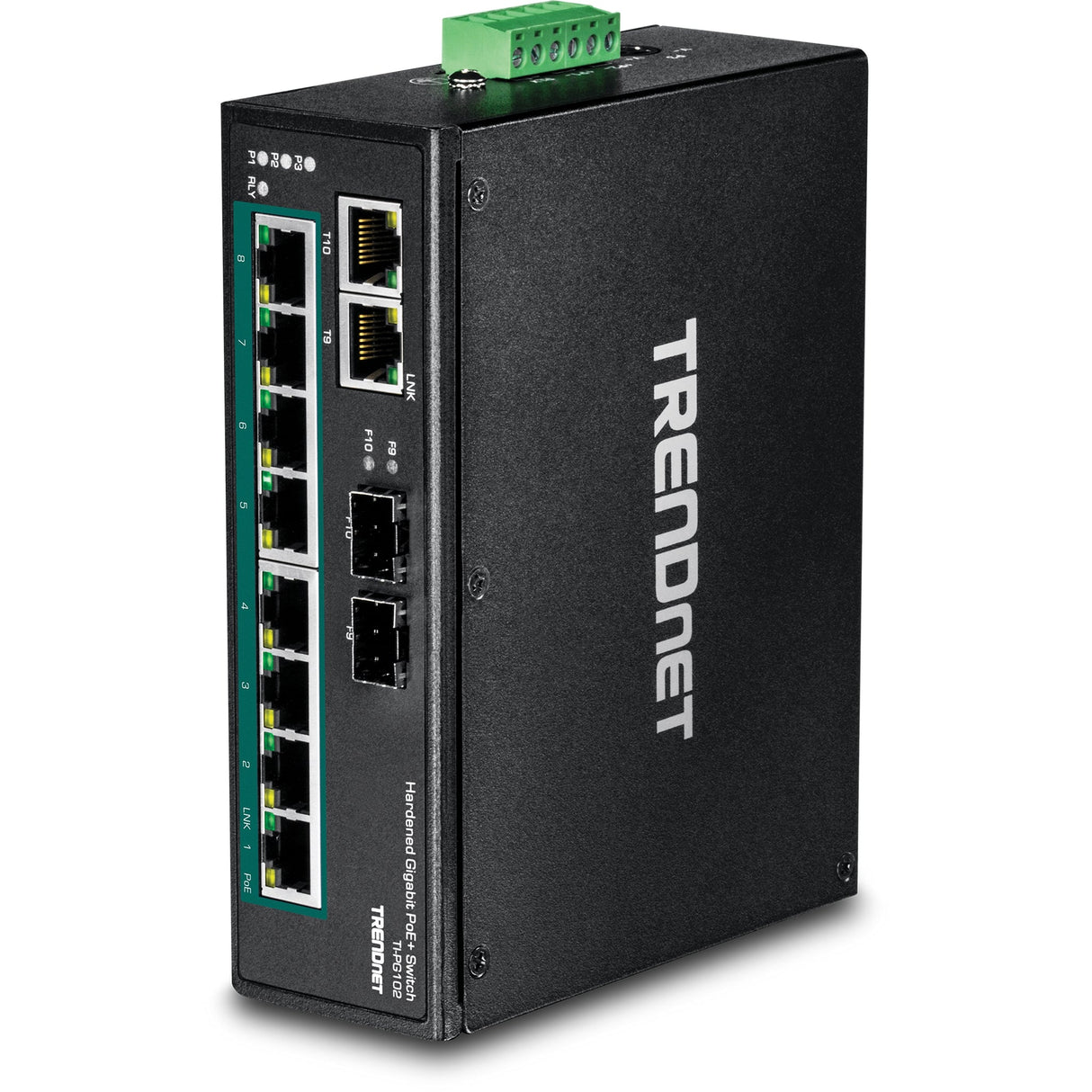 TRENDnet TI-PG102 10-Port Industrial Gigabit PoE+ DIN-Rail Switch