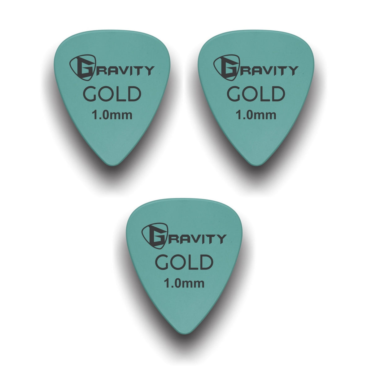 Gravity Picks GP10SF-3pk Colored Gold Series Picks, Traditional 351, 1.0mm, Sea Foam, 3-Pack