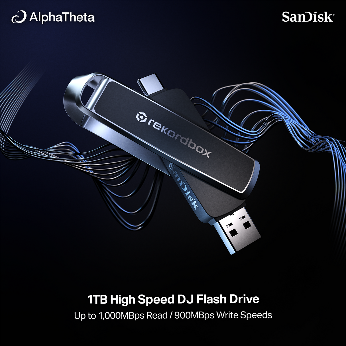 AlphaTheta Sandisk DJ Flash Drive, Optimized for Pioneer DJ and AlphaTheta Hardware, 1TB