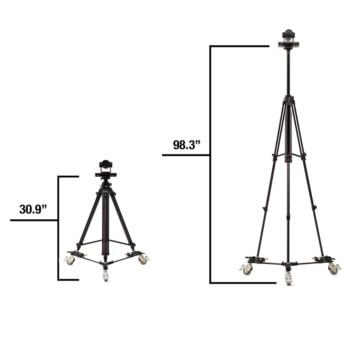 E-Image GA230D-PTZ Aluminum Tripod with Dolly/Geared Column and Quick Release for PTZ Cameras