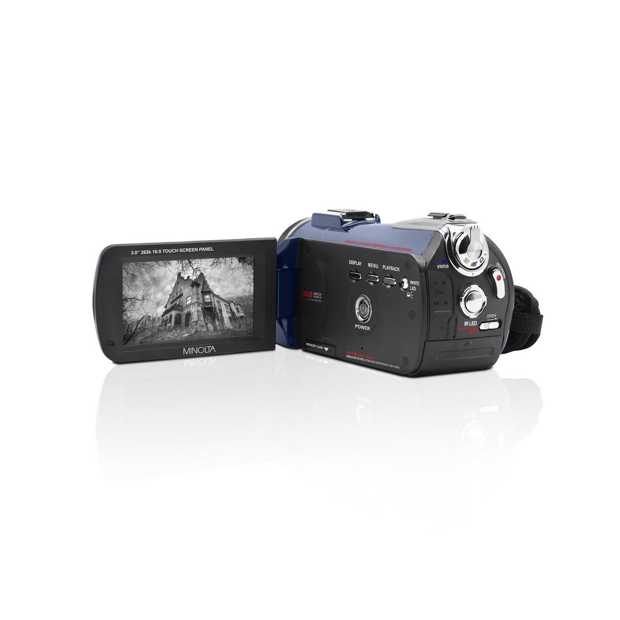 Minolta MN4K40NV 4K Ultra HD 30 MP Night Vision Camcorder, Blue
