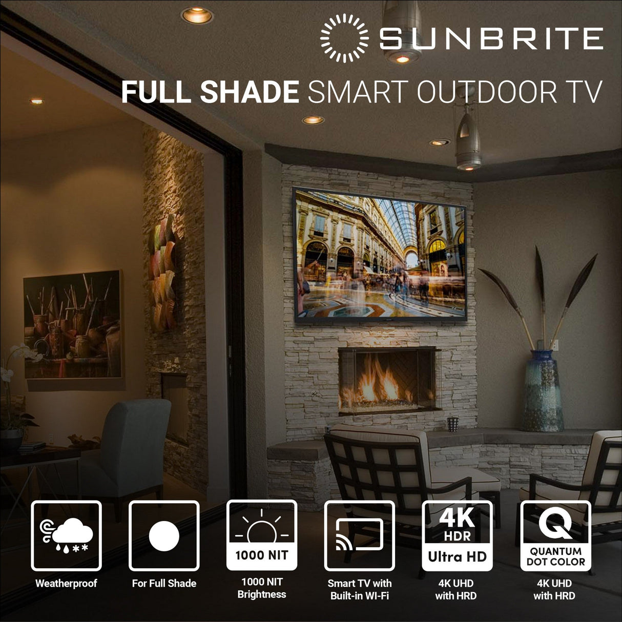SunBrite Veranda Series 3 Full-Shade 4K HDR UHD Outdoor Smart Android TV Black