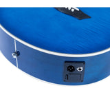Washburn EA15 Festival Series Mini Jumbo Cutaway Acoustic Electric Guitar, Flame Transparent Blue Finish