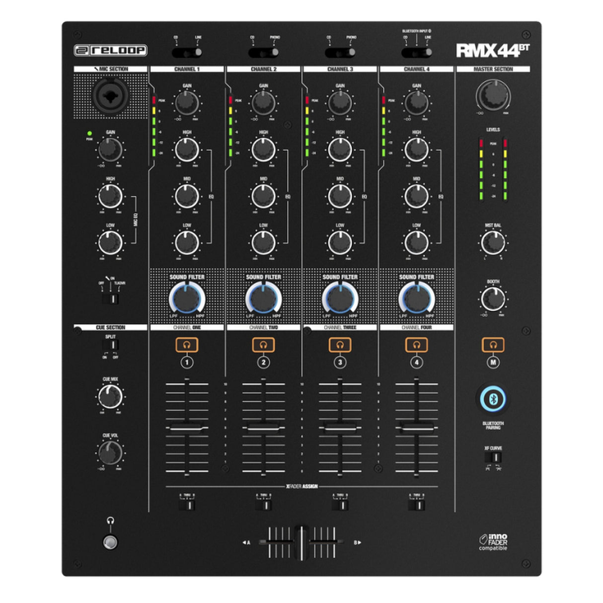 Reloop RMX-44BT 4-Channel Bluetooth DJ Club Mixer