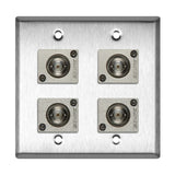 My Custom Shop WPL-2108 2-Gang Stainless Steel Wall Plate with 4 Canare BCJ-JRU Recessed BNC Barrels