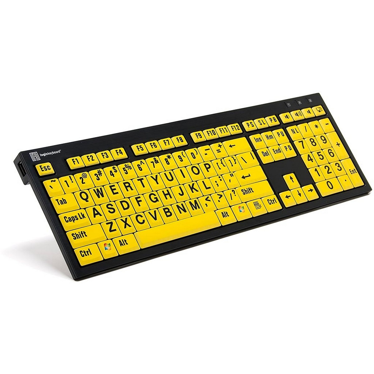 Logickeyboard LargePrint Nero Black on Yellow PC Keyboard XL Printed Slim Line Keyboard Black on Yellow