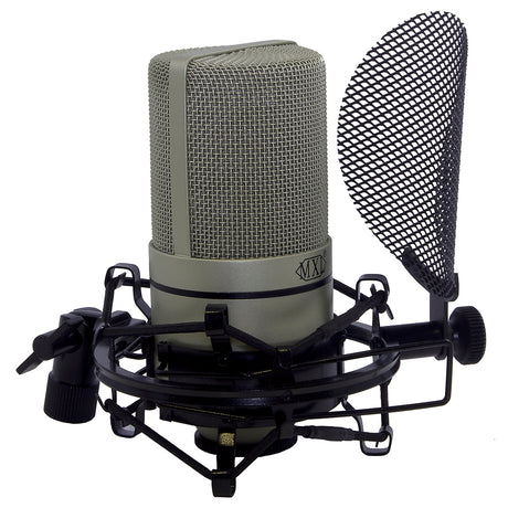 MXL 990 Bundle Pro Grade Condenser Mic Set with SMP-1 integrated metal pop filter shock mount and 20 ft balanced XLR cable