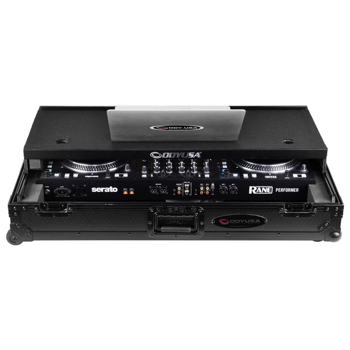 Odyssey RANE PERFORMER I-Board 1U Flight Case with Glide Style Laptop Platform Wheels