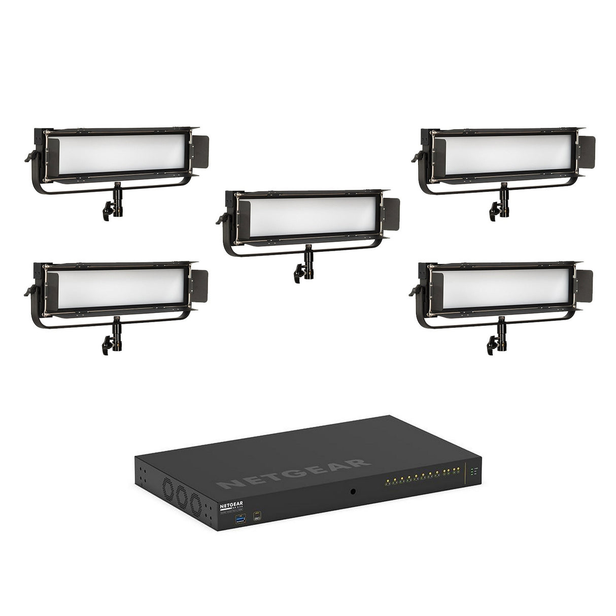 Ikan LBX8-POE-5L-1S Lyra POE Low Profile Bi-Color Studio Panel Soft LED Lights with PoE++ Switcher